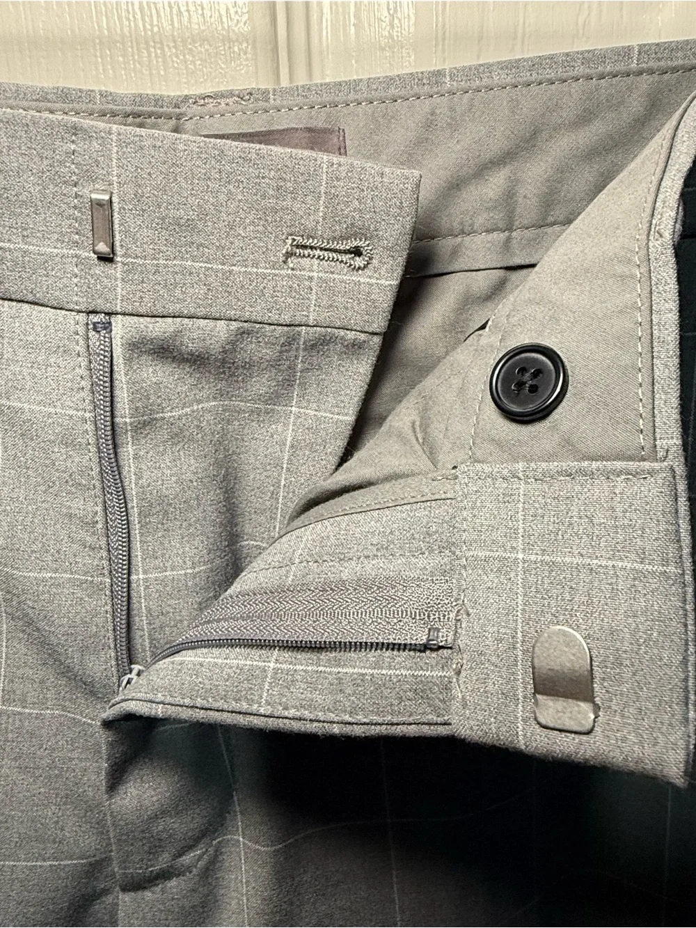 H&M Men's Gray Windowpane Dress Pants Slim Fit Size 29